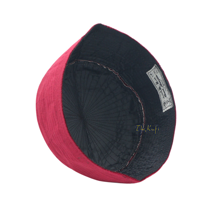 Muslim Prayer Bani Hasyim Maroon Velveteen Kufi Hat