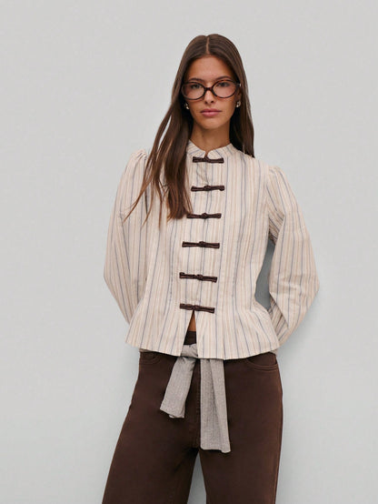 Nöista Striped Tailored Jacket, Perfect For Fall, Business Casual, Office And Elegant Looks.