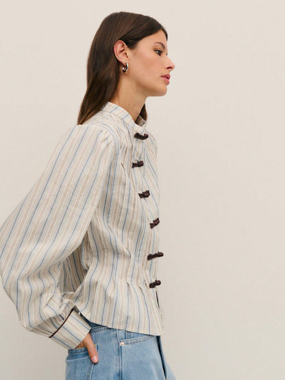 Nöista Striped Tailored Jacket, Perfect For Fall, Business Casual, Office And Elegant Looks.