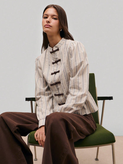 Nöista Striped Tailored Jacket, Perfect For Fall, Business Casual, Office And Elegant Looks.