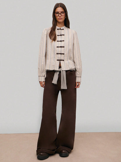 Nöista Striped Tailored Jacket, Perfect For Fall, Business Casual, Office And Elegant Looks.