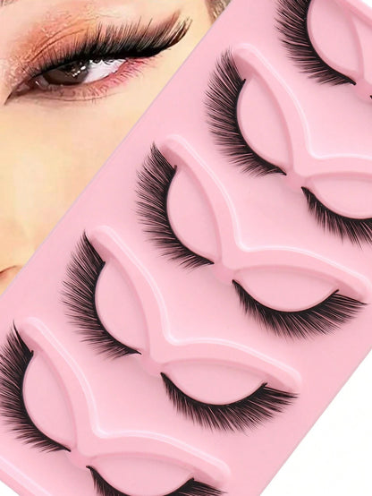 NAIJEMA 5 Pairs/Pack Cat Eye False Eyelashes Fox Eye Angel Artificial Mink Super Large Curly Fluffy False Eyelashes 6D False Eyelashes Natural Makeup Effect