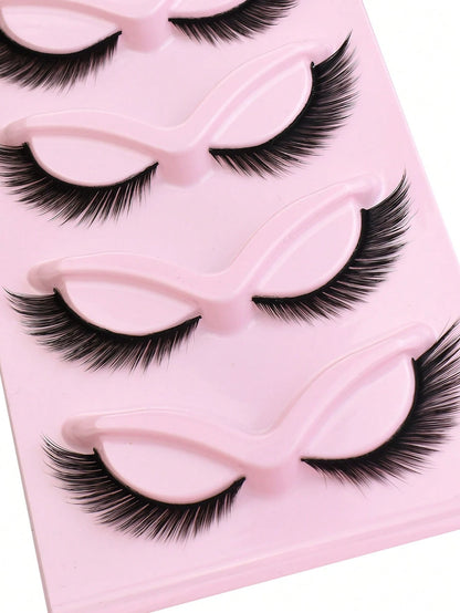 NAIJEMA 5 Pairs/Pack Cat Eye False Eyelashes Fox Eye Angel Artificial Mink Super Large Curly Fluffy False Eyelashes 6D False Eyelashes Natural Makeup Effect