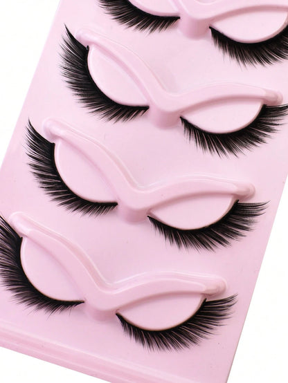 NAIJEMA 5 Pairs/Pack Cat Eye False Eyelashes Fox Eye Angel Artificial Mink Super Large Curly Fluffy False Eyelashes 6D False Eyelashes Natural Makeup Effect
