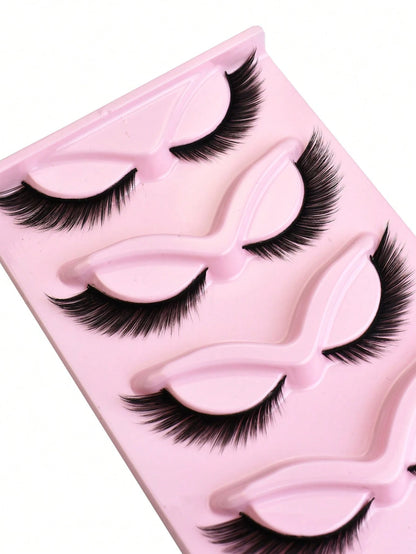 NAIJEMA 5 Pairs/Pack Cat Eye False Eyelashes Fox Eye Angel Artificial Mink Super Large Curly Fluffy False Eyelashes 6D False Eyelashes Natural Makeup Effect