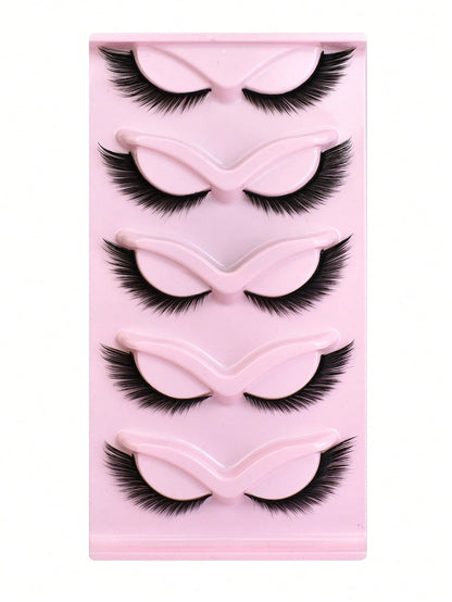 NAIJEMA 5 Pairs/Pack Cat Eye False Eyelashes Fox Eye Angel Artificial Mink Super Large Curly Fluffy False Eyelashes 6D False Eyelashes Natural Makeup Effect