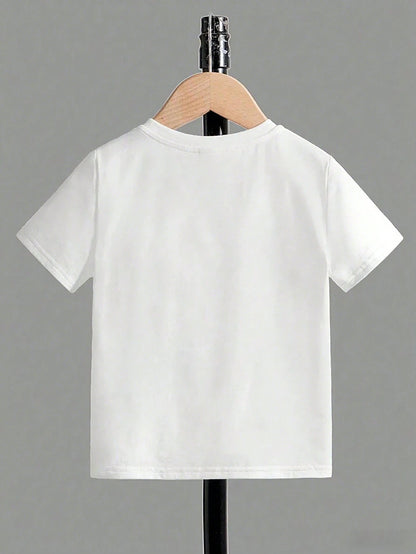 Nana's Little Love Bug Cartoon Print Children's Short-Sleeve T-Shirt A Stylish And Casual Round-Neck Top Suitable For Baby Boys To Wear In All Seasons