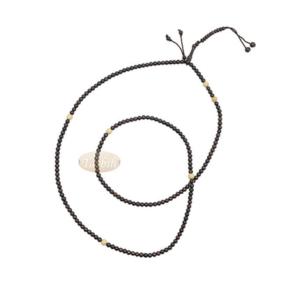 Naqshbandi Tasbih Tamarind Wood 4x7 mm Saucer 8 mm with Yellow Citrus Dividers