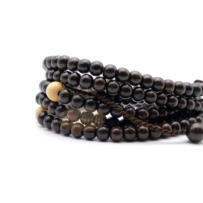 Naqshbandi Tasbih Tamarind Wood 4x7 mm Saucer 8 mm with Yellow Citrus Dividers