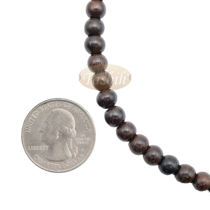 Naqshbandi Tasbih Tamarind Wood 4x7 mm Saucer 8 mm with Yellow Citrus Dividers
