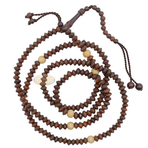 Naqshbandi Tasbih Tamarind Wood 5x8 mm Saucer 8 mm with Yellow Citrus Dividers