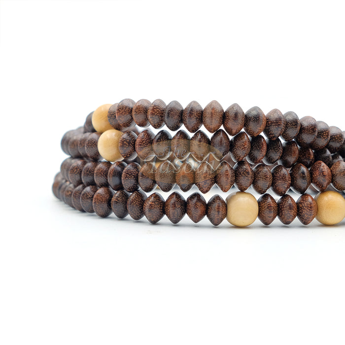 Naqshbandi Tasbih Tamarind Wood 5x8 mm Saucer 8 mm with Yellow Citrus Dividers