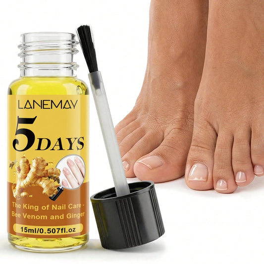 Natural Bee Venom Ginger Nail Strengthening Liquid Treatment Fast 5 Days Repair Serum Care For Surface Cuticle Oil Edge Hydrating Nourishing Solution For Damaged Thin Nails Finger Care Drops 15ml