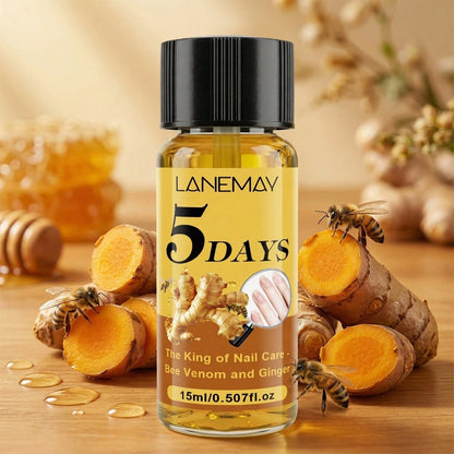Natural Bee Venom Ginger Nail Strengthening Liquid Treatment Fast 5 Days Repair Serum Care For Surface Cuticle Oil Edge Hydrating Nourishing Solution For Damaged Thin Nails Finger Care Drops 15ml