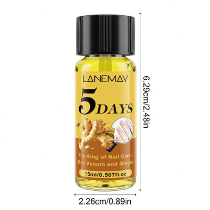 Natural Bee Venom Ginger Nail Strengthening Liquid Treatment Fast 5 Days Repair Serum Care For Surface Cuticle Oil Edge Hydrating Nourishing Solution For Damaged Thin Nails Finger Care Drops 15ml