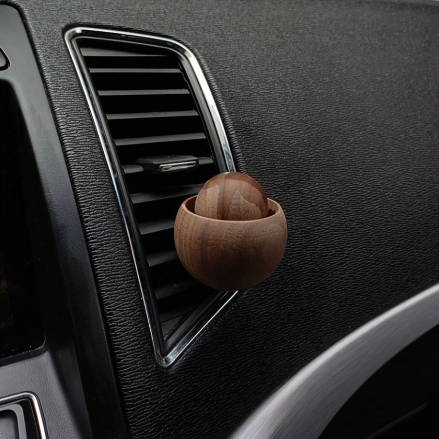 Natural Black Walnut Car Air Vent Aroma Diffuser, Handmade Original Mini Round Egg Car Fragrance Diffuser Wood, Auto Air Outlet Special Essential Oil Diffuser Ornament, Fashion Car Interior Decor & Ar