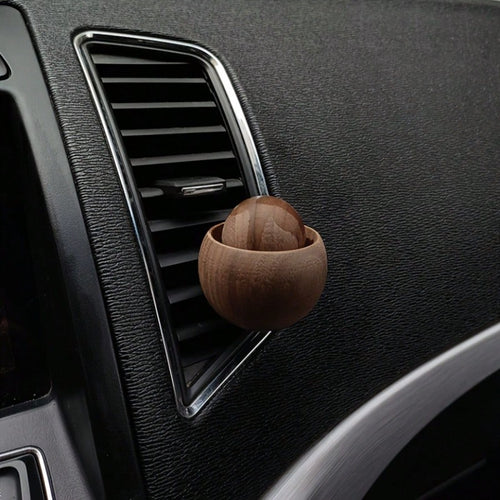 Natural Black Walnut Car Air Vent Aroma Diffuser, Handmade Original Mini Round Egg Car Fragrance Diffuser Wood, Auto Air Outlet Special Essential Oil Diffuser Ornament, Fashion Car Interior Decor & Ar