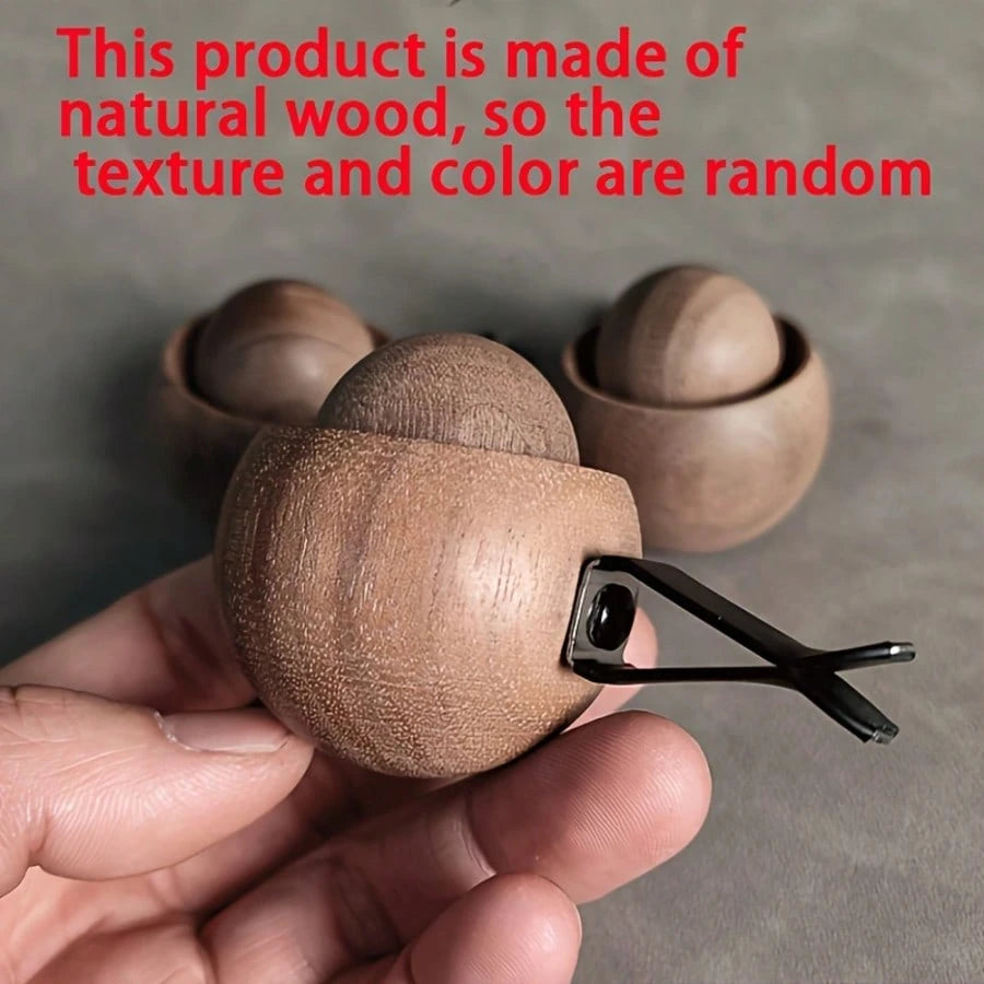 Natural Black Walnut Car Air Vent Aroma Diffuser, Handmade Original Mini Round Egg Car Fragrance Diffuser Wood, Auto Air Outlet Special Essential Oil Diffuser Ornament, Fashion Car Interior Decor & Ar