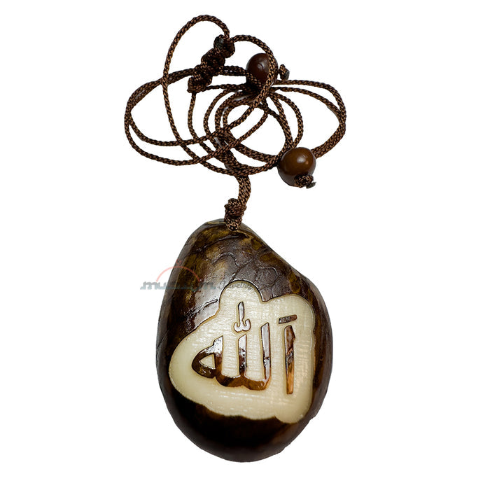 Natural Brown Drop Shape - Name Of Allah - Tagua Pendant