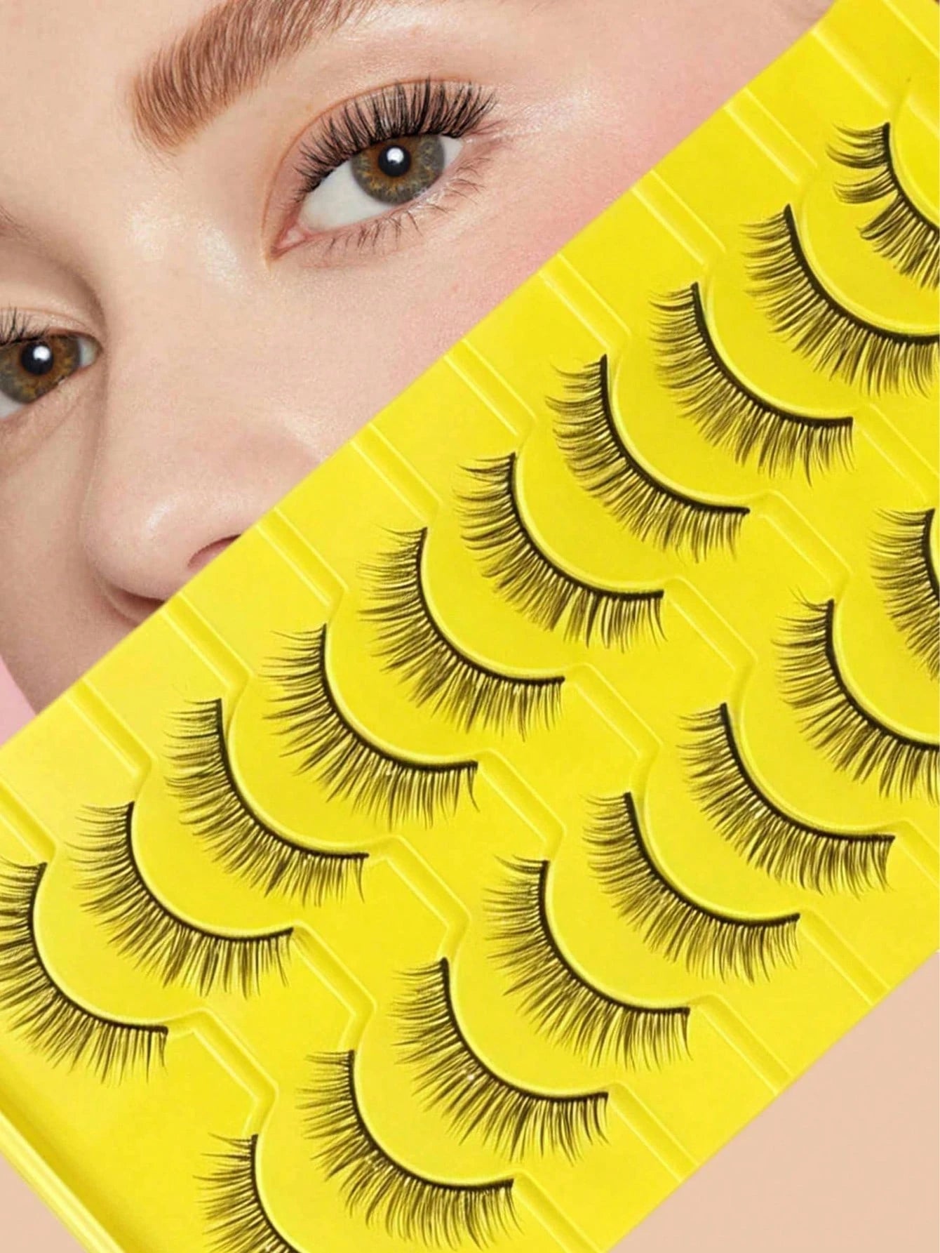Natural Dense Nude Makeup Crossed Manga Lolita False Eyelashes, Short Full Strip Hard Band Lashes For Daily No-Makeup Look