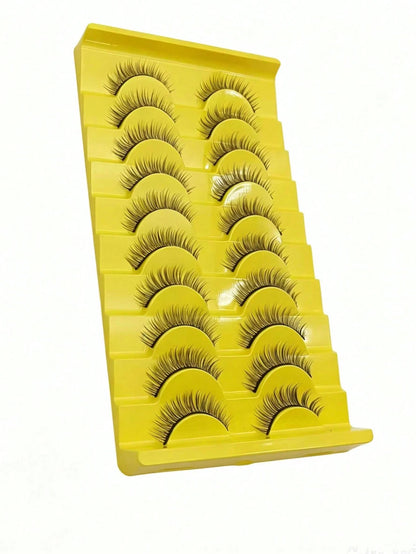 Natural Dense Nude Makeup Crossed Manga Lolita False Eyelashes, Short Full Strip Hard Band Lashes For Daily No-Makeup Look