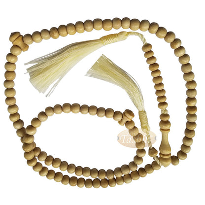 Natural Yellow Citrus Wood Islamic Prayer Beads, 6-mm, 99-Bead Tasbih Rosary
