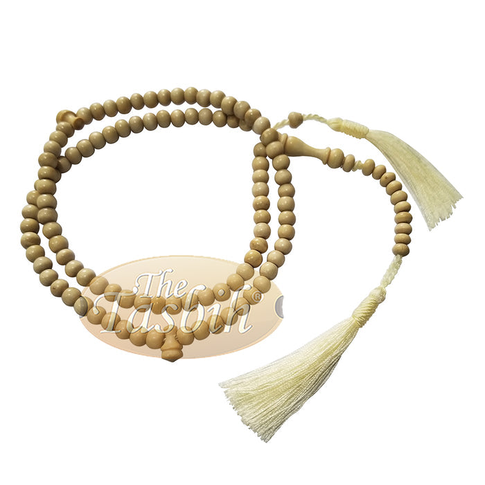 Natural Yellow Citrus Wood Islamic Prayer Beads, 6-mm, 99-Bead Tasbih Rosary