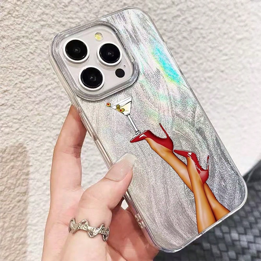 NcmRyu Red High Heel Shoe Wine Glass Phone Case, Made Of TPU Material, With Anti-Drop Function; This Phone Case Is Compatible With Apple 17, 16, 15, 14, 13, 12, 11 Pro Max And All Series Models. It Ha