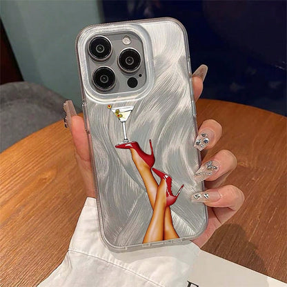 NcmRyu Red High Heel Shoe Wine Glass Phone Case, Made Of TPU Material, With Anti-Drop Function; This Phone Case Is Compatible With Apple 17, 16, 15, 14, 13, 12, 11 Pro Max And All Series Models. It Ha
