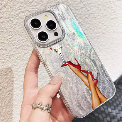 NcmRyu Red High Heel Shoe Wine Glass Phone Case, Made Of TPU Material, With Anti-Drop Function; This Phone Case Is Compatible With Apple 17, 16, 15, 14, 13, 12, 11 Pro Max And All Series Models. It Ha