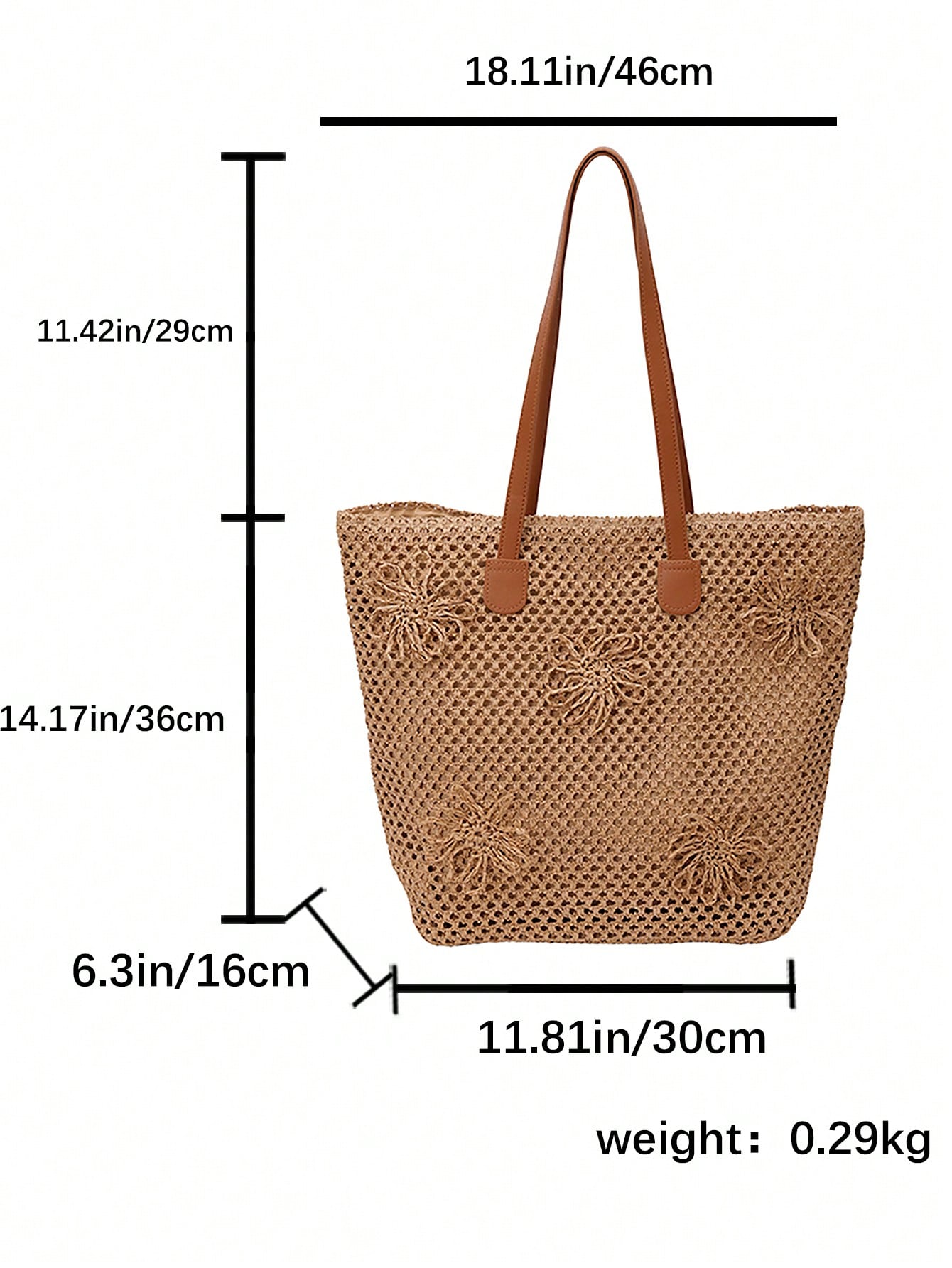 NEVVA 1pc Summer Minimalist Woven Straw Tote Bag, Large Capacity Commuter Handbag, Professional Elegant Shoulder Bag For Office And Casual Wear, Fashion Women's Bag