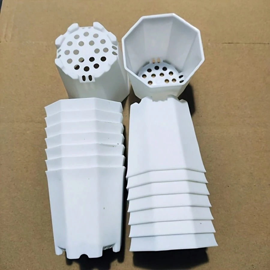 New 12pcs Mini Thickened Octagonal Succulent Pots Plastic Small Flower Pots Plant Seedling Pots Breathable Home Balcony Potted Plants