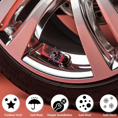 NEW- 4PCS Crown Bling Tire Stem Valve Caps, Crystal Diamond Tire Air Cap Set Universal Copper Core Stem Covers For Cars, SUV, Trucks, Bikes, Motorcycles, Bicycles (Blue & Black)