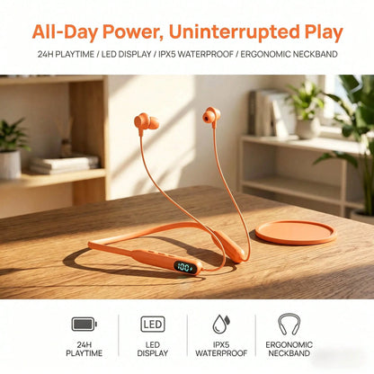 New Arrival 2026 Neckband Earphones, Audifonos Bluetooth, Dual Stereo Gaming With K-Singing, Long Battery, Sports, Life Waterproof, Spatial Audio & Transparency, In-Ear Detect, Wireless Charge, Comp A