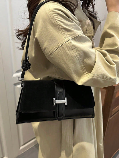 New Fashion Metal Decor Handbag Shoulder Bag, Suitable For Parties, Outings, Vacations, Shopping And Daily Use
