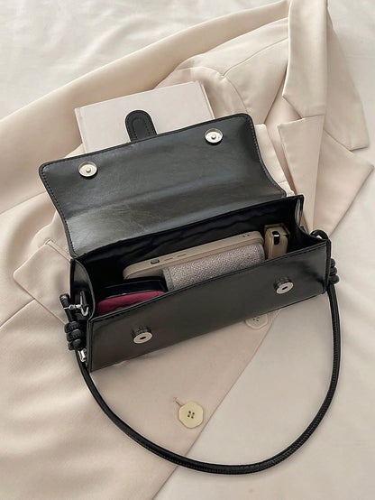 New Fashion Metal Decor Handbag Shoulder Bag, Suitable For Parties, Outings, Vacations, Shopping And Daily Use