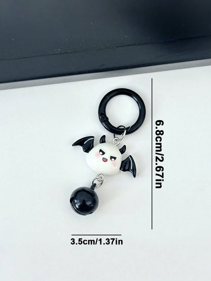 New Holiday Acrylic Keychain, Cute Ghost Bat Black Cat With Bell, Minimalist INS Style Fun Bag Charm