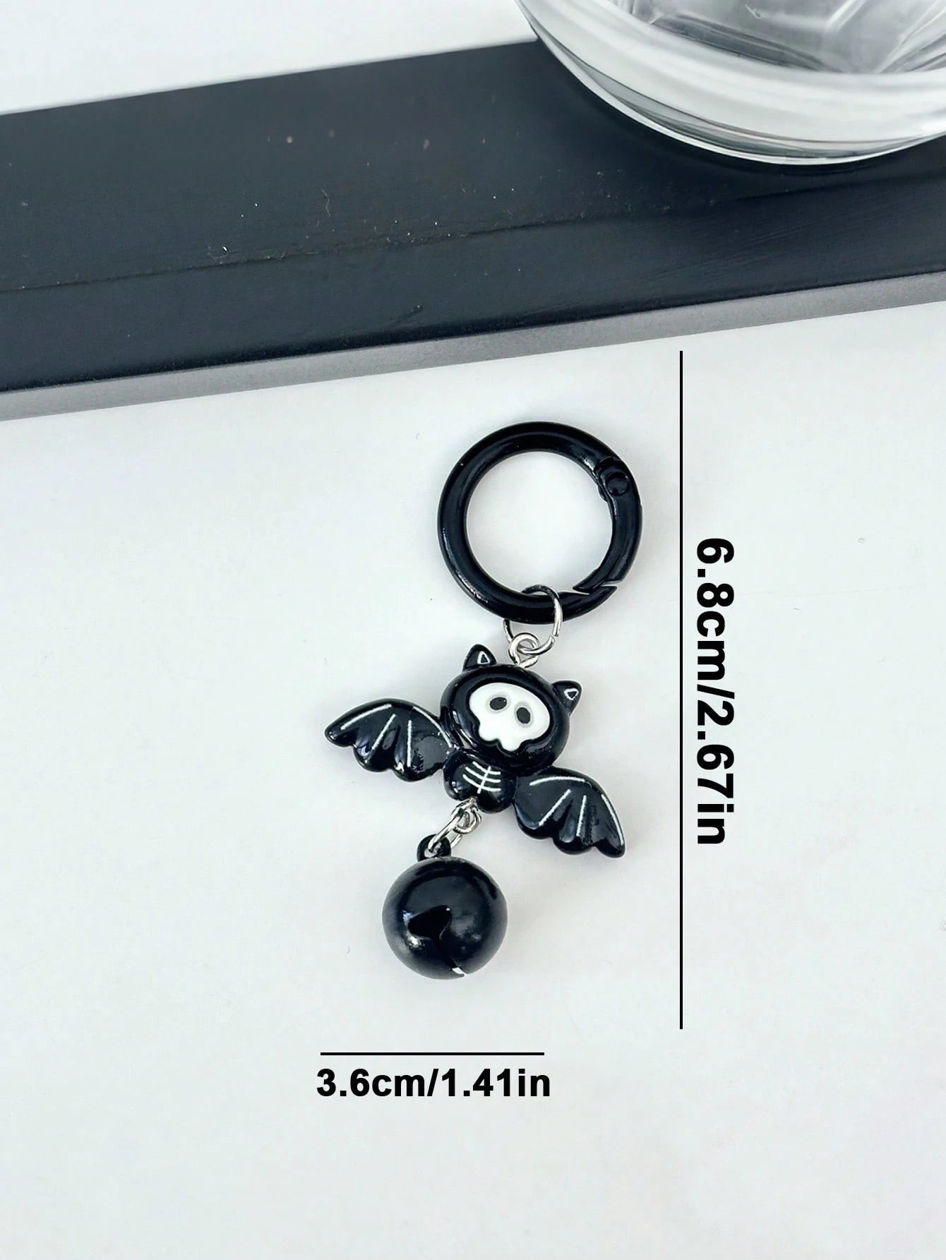 New Holiday Acrylic Keychain, Cute Ghost Bat Black Cat With Bell, Minimalist INS Style Fun Bag Charm