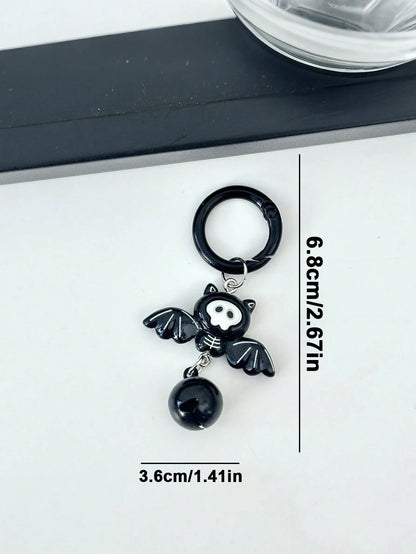 New Holiday Acrylic Keychain, Cute Ghost Bat Black Cat With Bell, Minimalist INS Style Fun Bag Charm