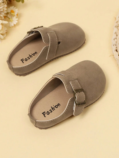 New Kids Round Toe Anti-Slip Soft Sole Hook And Loop Casual Flat Shoes, Suitable For All Seasons