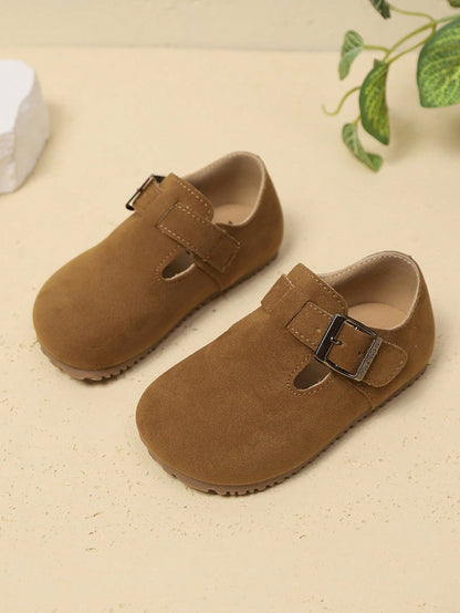 New Kids Round Toe Anti-Slip Soft Sole Hook And Loop Casual Flat Shoes, Suitable For All Seasons
