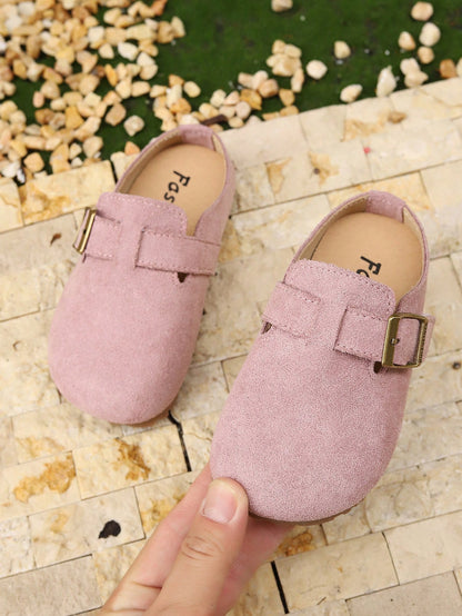 New Kids Round Toe Non-Slip Soft Sole Hook And Loop Fastening Simple Flats, Suitable For All Seasons
