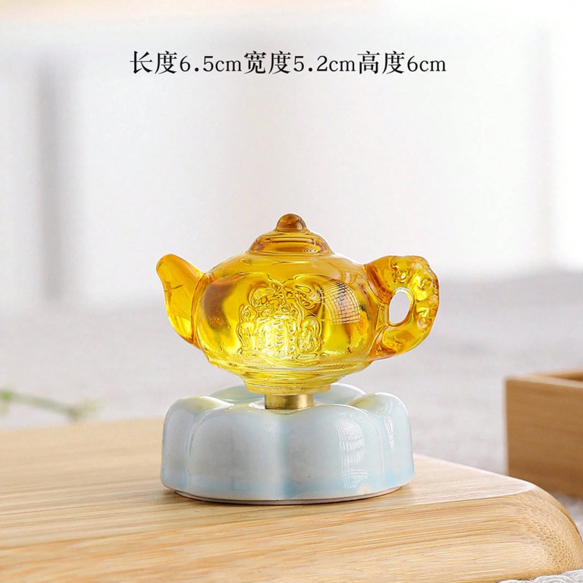 New Style Rotating Ceramic Tea Pot Car Ornament- Colorful Glazed Porcelain Auto Dashboard Decor Fortune Blessing Business
