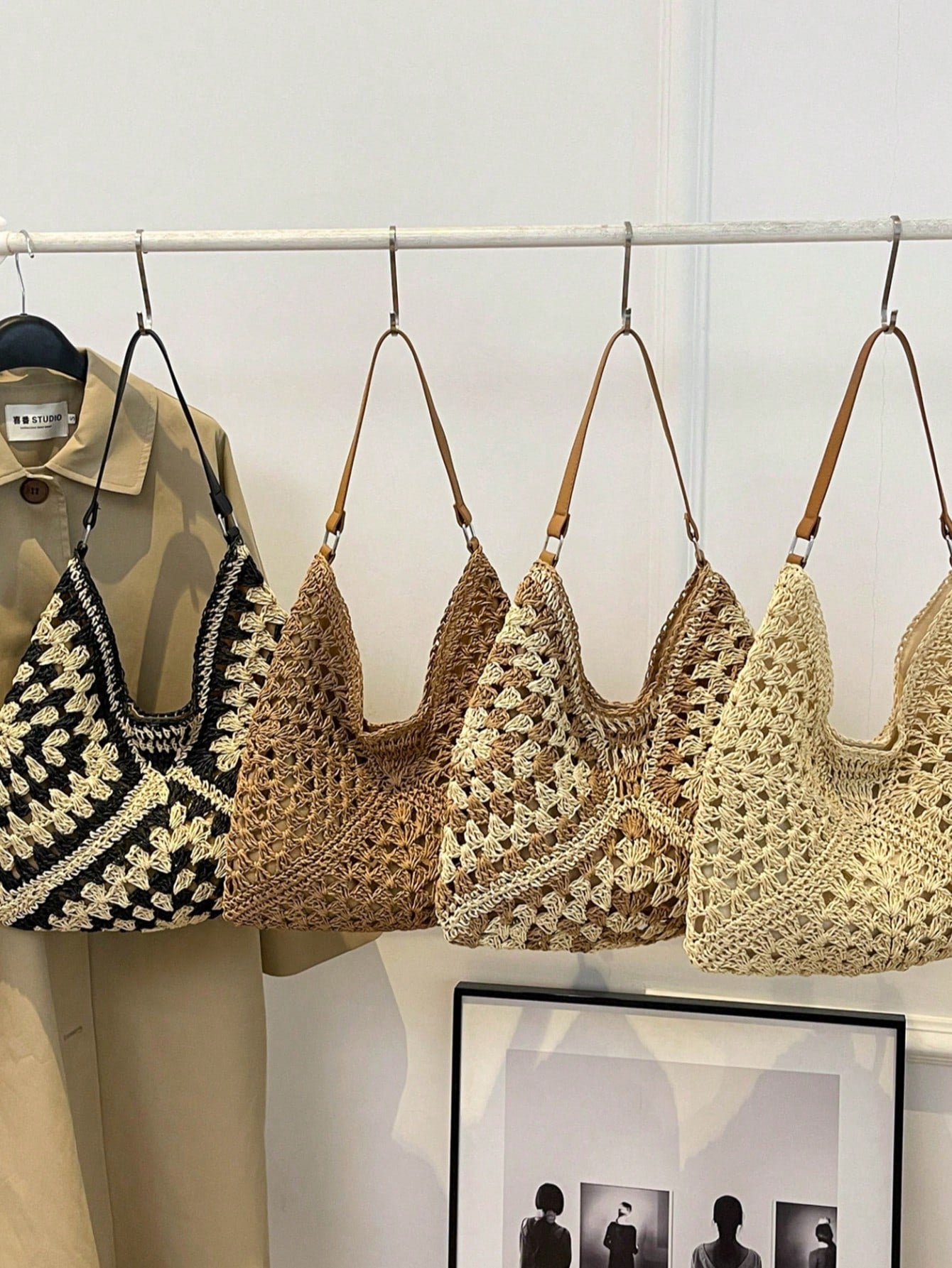 New Stylish Sweet Woven Straw Bag, Fashion Ins Woven Paper Rope Shoulder Bag, Bohemian Style Beach Bag
