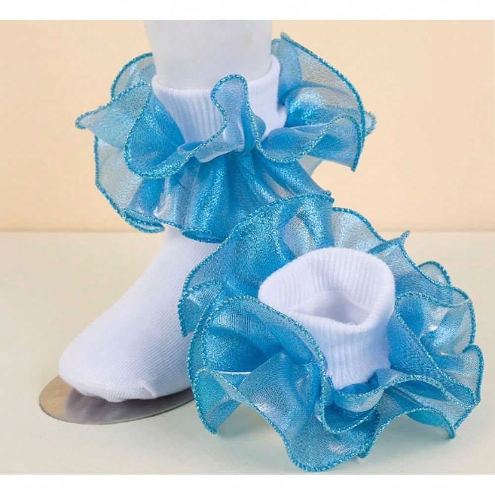 NEW- Women Big Ruffle Ankle Socks,Double Lace Turn Cuff Lightweight Cotton Frilly Dress Cute Girl Sock With Ruffles,#W101