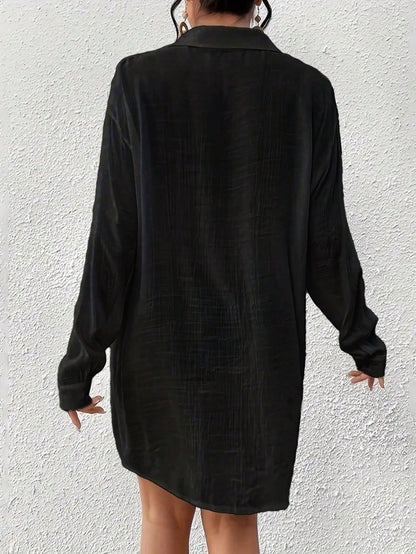 New Women Plus Size Casual Long Sleeve Breathable Solid Color Shirt, Spring/Summer Vacation Beach White