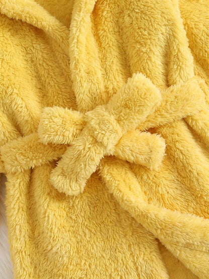 Newborn Baby Boy/Girl Cartoon Duck 3D Pattern: Fleece Thick Hooded Long Sleeve Tie-Front Style Clothing Autumn Winter