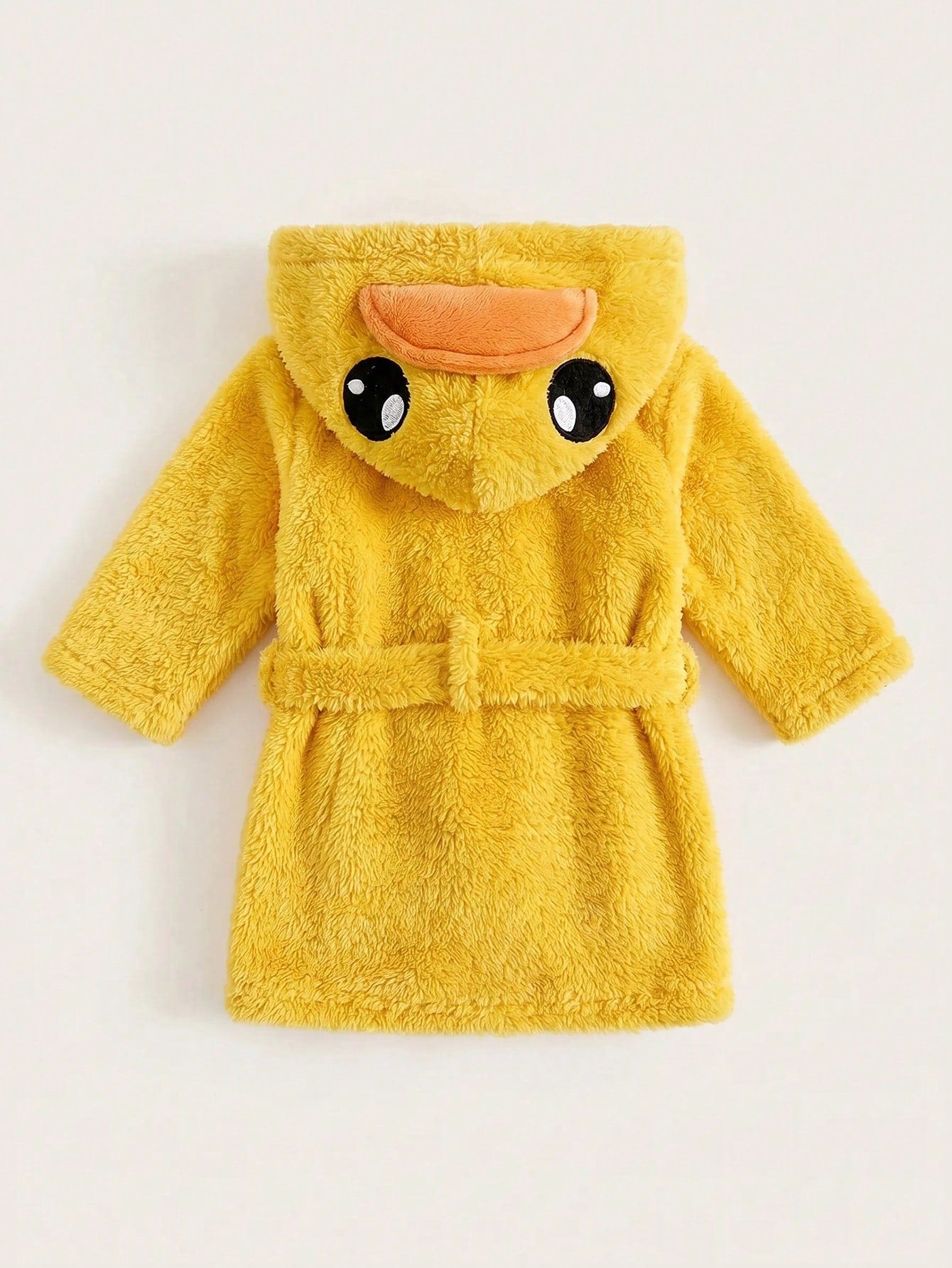 Newborn Baby Boy/Girl Cartoon Duck 3D Pattern: Fleece Thick Hooded Long Sleeve Tie-Front Style Clothing Autumn Winter