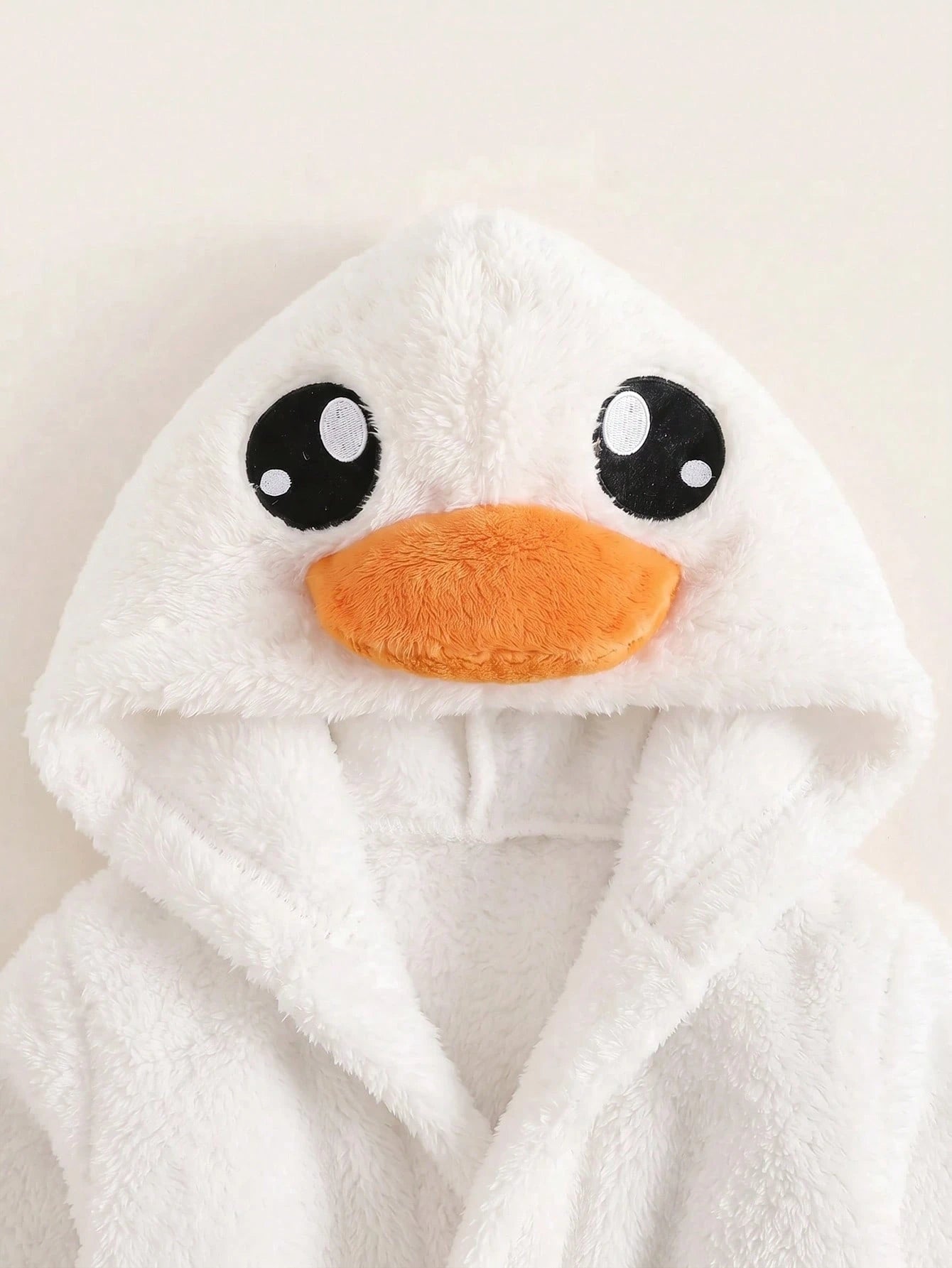 Newborn Baby Boy/Girl Cartoon Duck 3D Pattern: Fleece Thick Hooded Long Sleeve Tie-Front Style Clothing Autumn Winter