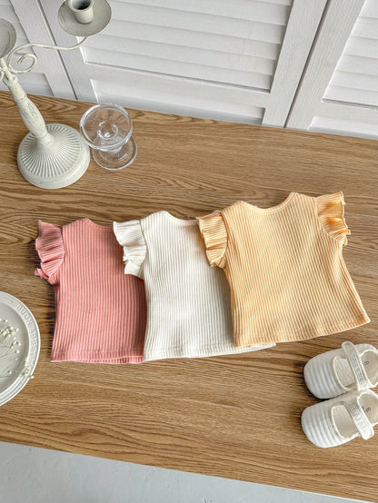 Newborn Baby Boy's Plain Knitted Soft Casual Round Neck Sleeveless Overlap Top 4pcs Set